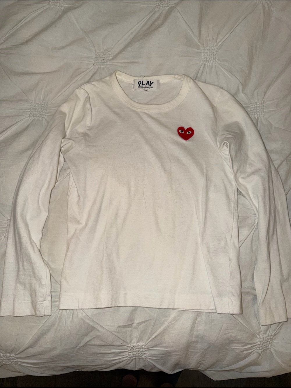 Comme des Garcons PLAY White Long-Sleeve Tee with Red Heart